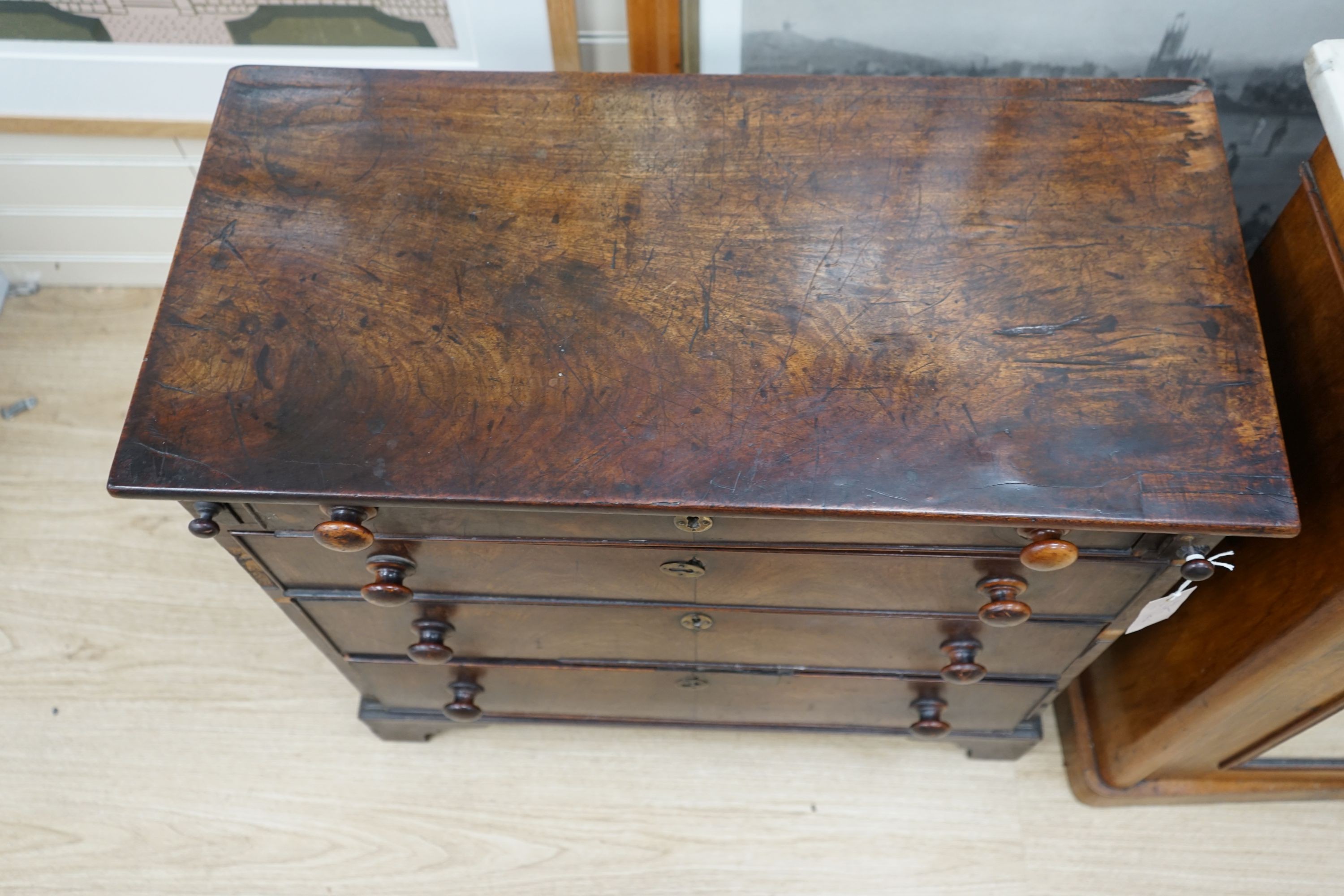 A small 18th century mahogany chest, (formerly a bachelor's chest) width 75cm, depth 37cm, height 71cm